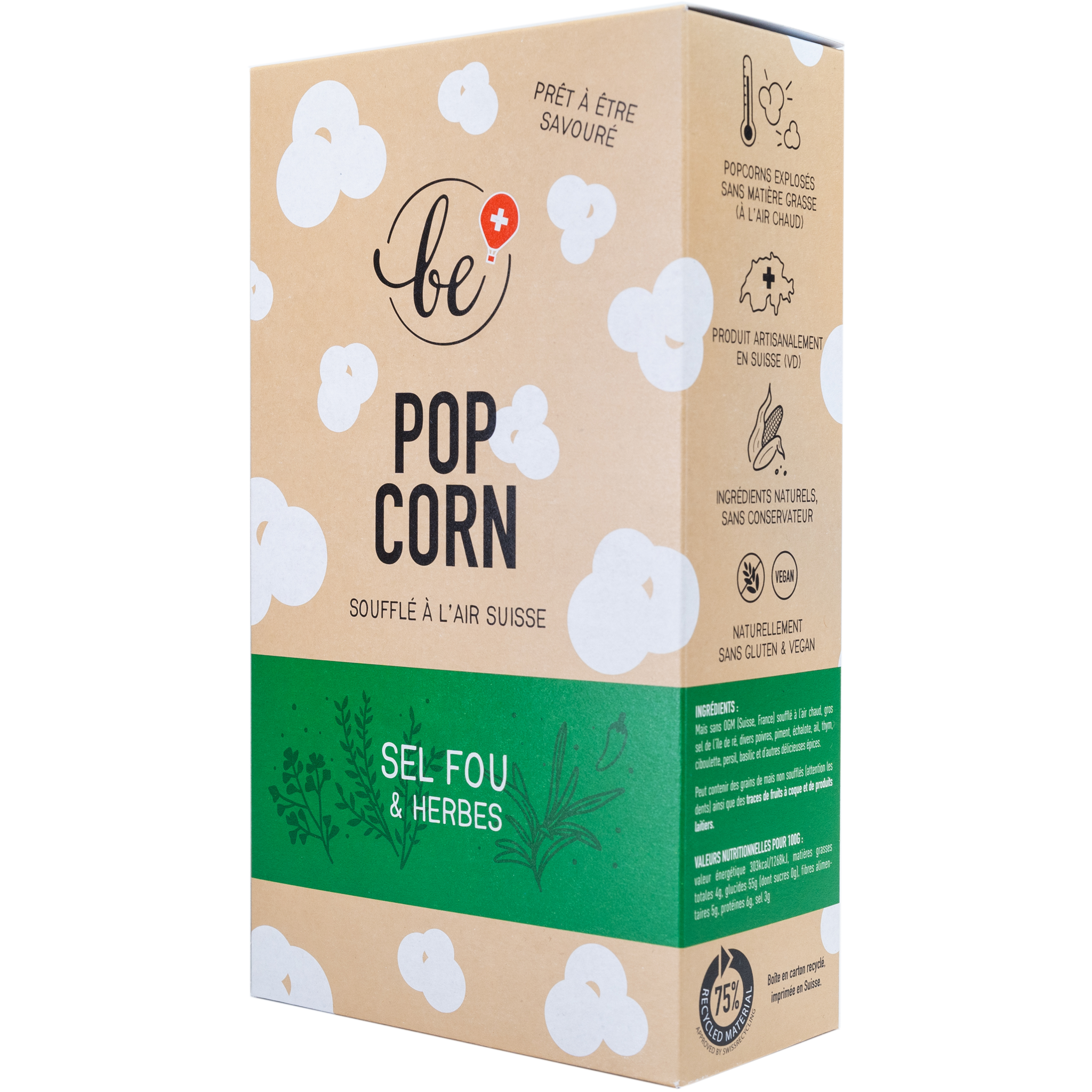 Grand paquet du popcorn au sel fou et herbes