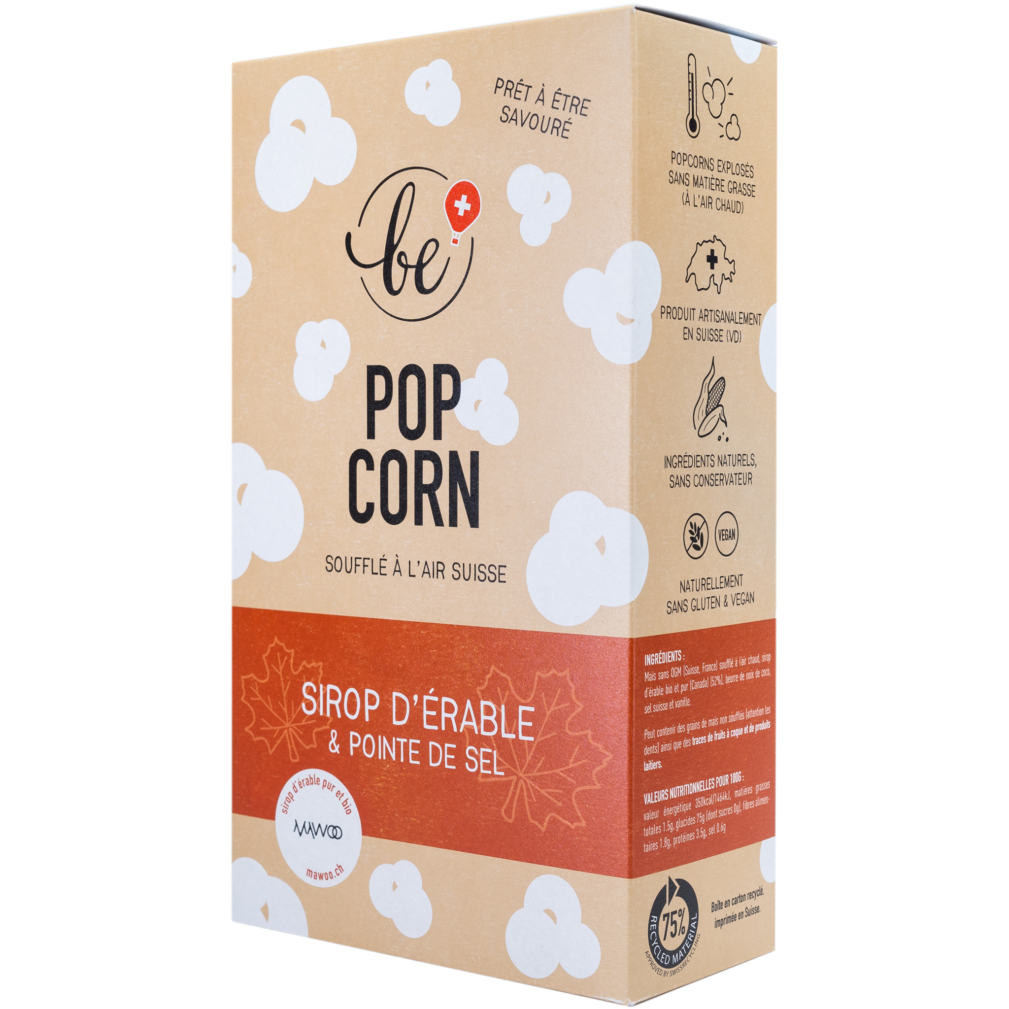 Grand paquet de popcorn croquant au sirop d'érable et pointe de sel
