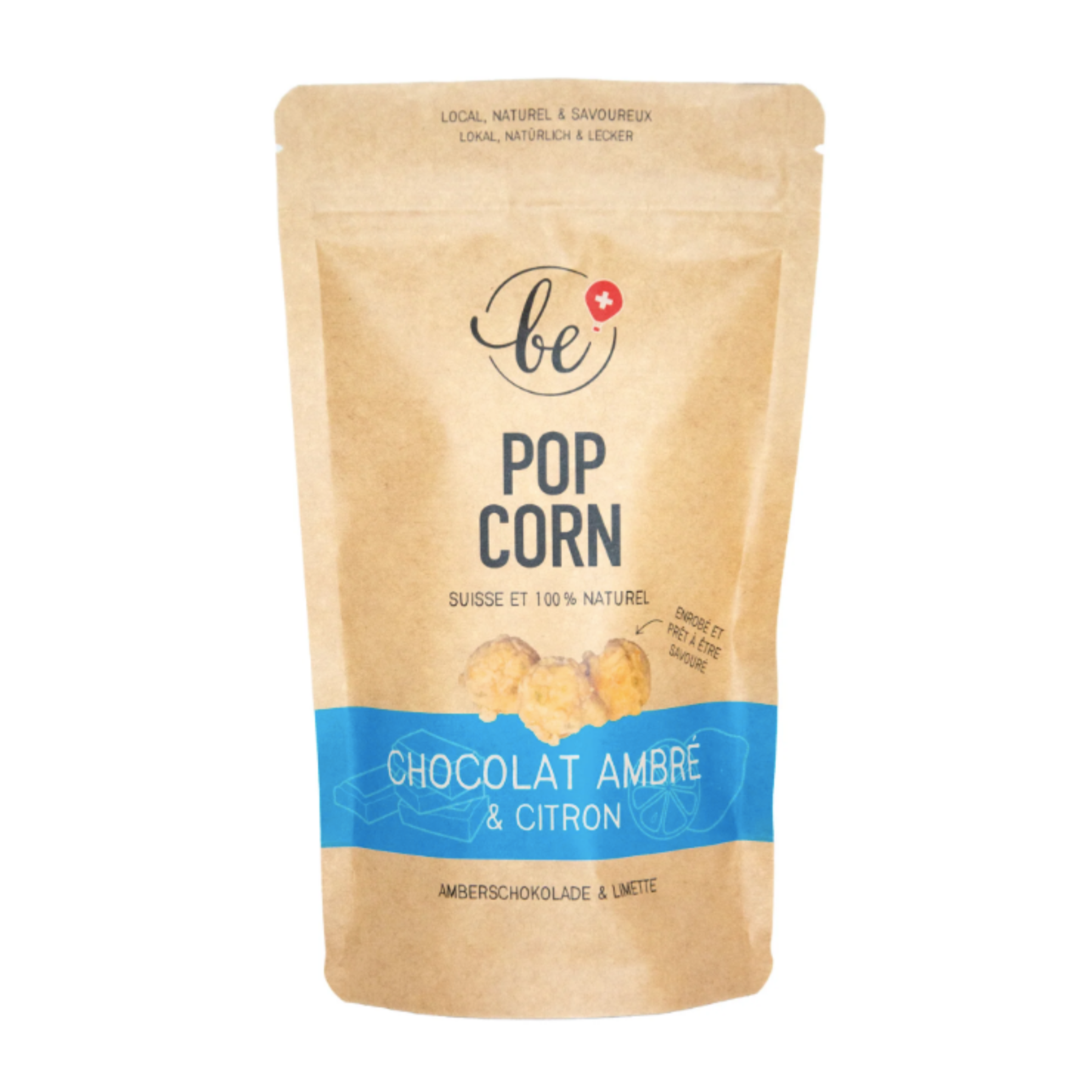 Petit paquet de popcorn au chocolat ambré et citron vert