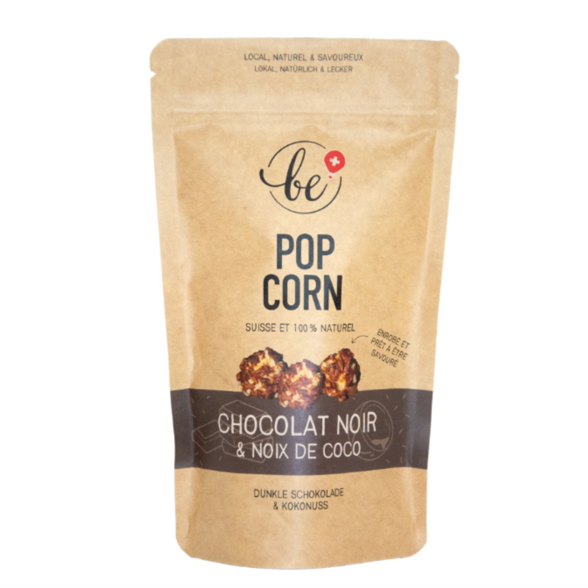 Petit paquet de popcorn au chocolat noir et noix de coco