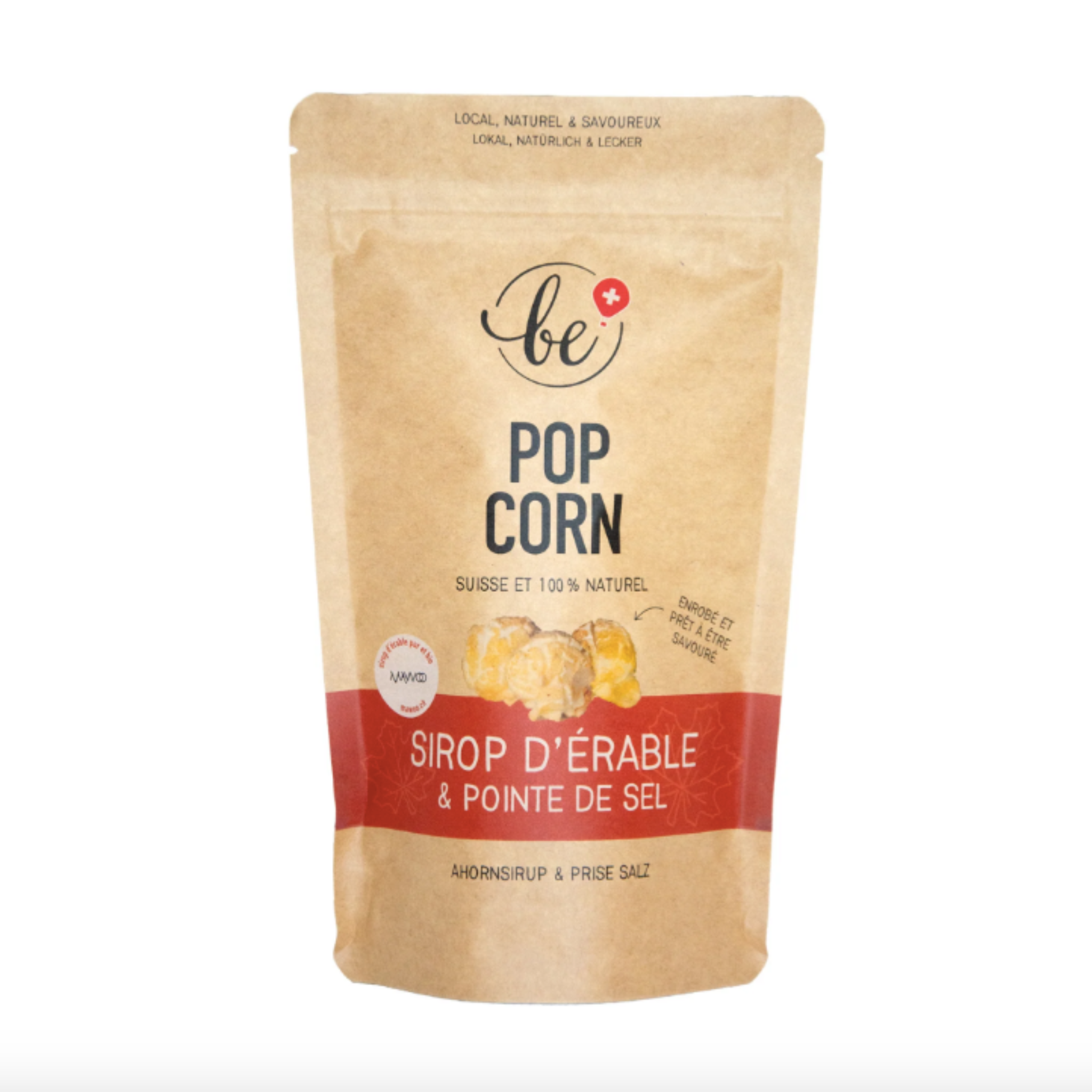 Petit paquet de popcorn croquant au sirop d'érable et pointe de sel
