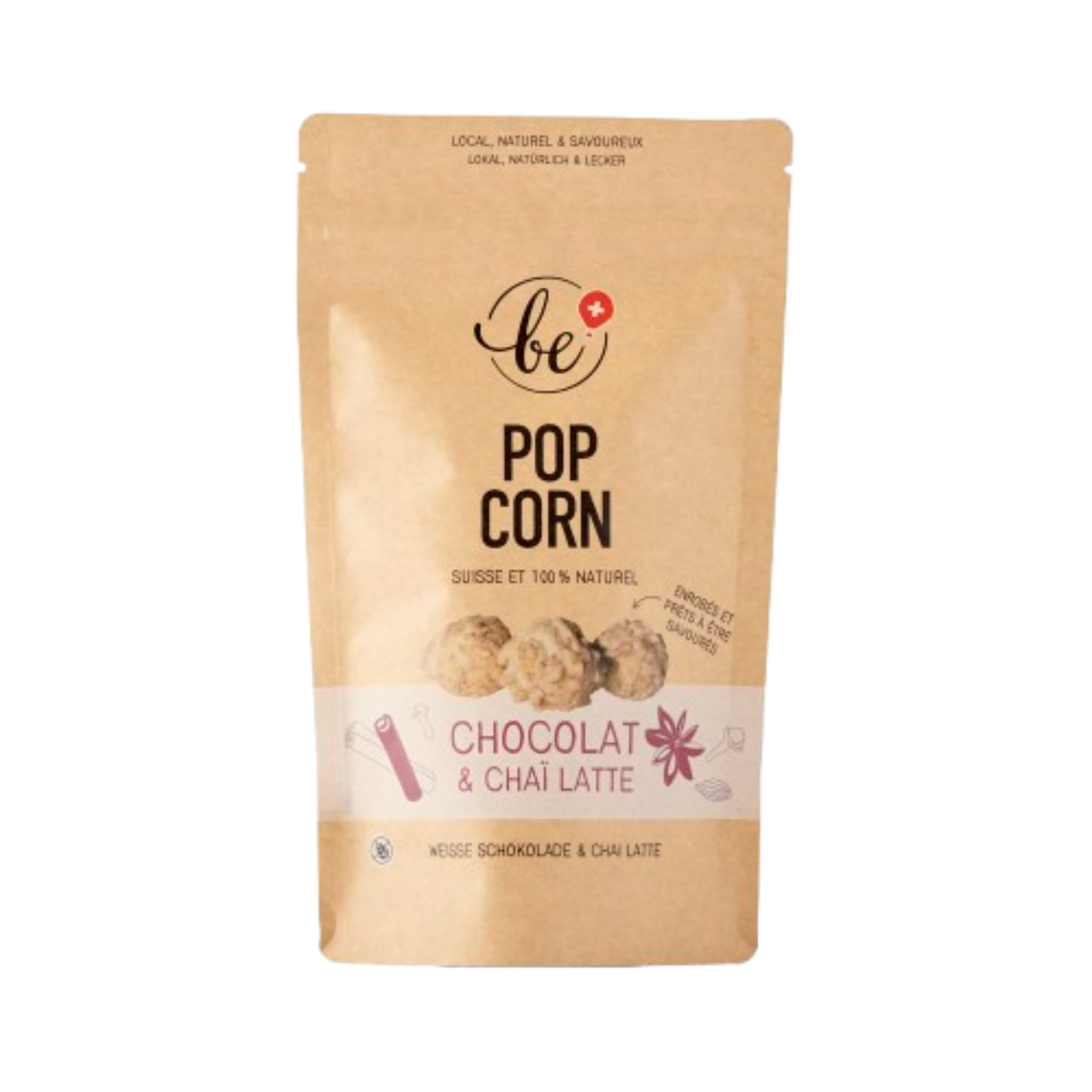 Petit paquet de popcorn au chocolat blanc et chaï latte