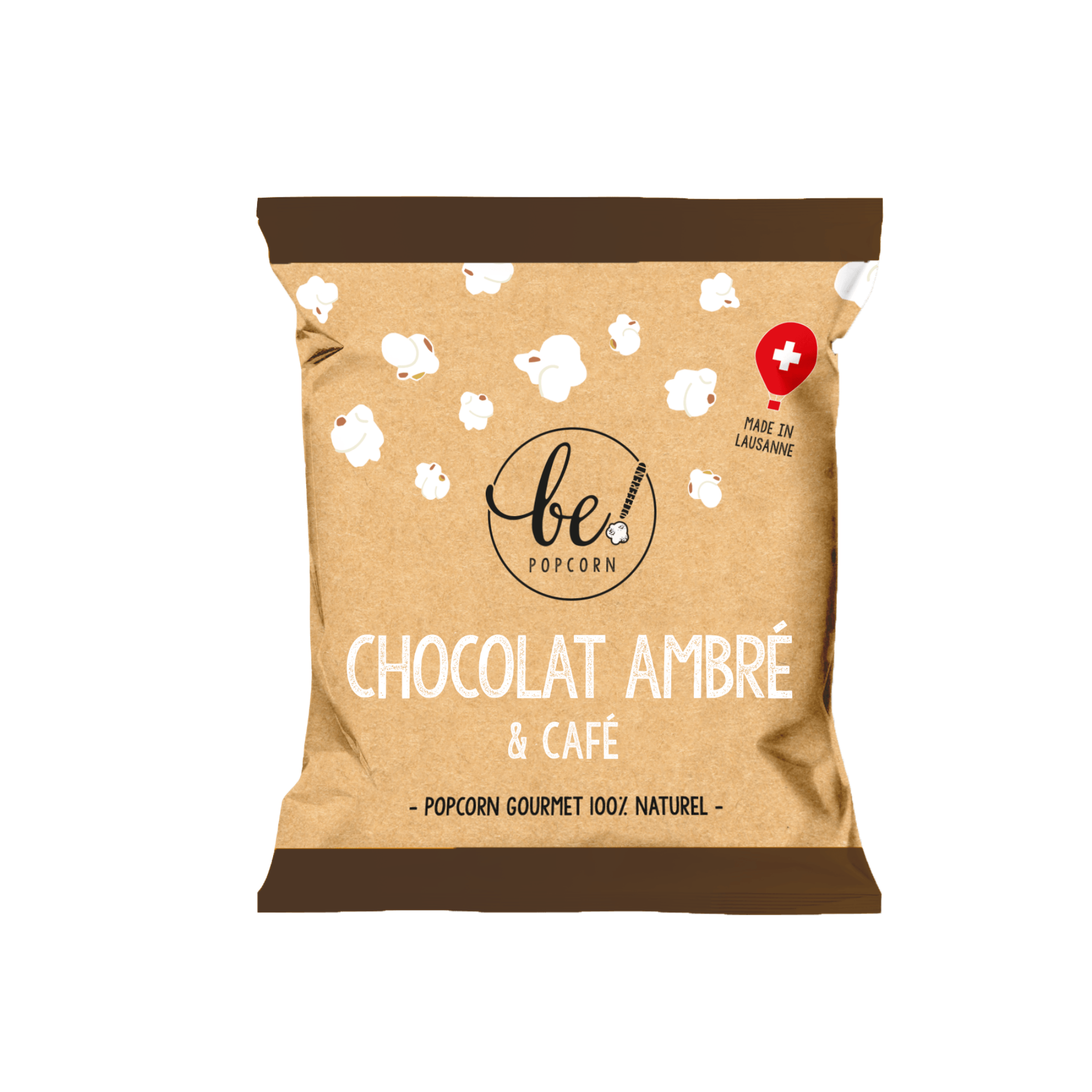 Mini paquet de popcorn au chocolat ambré et café