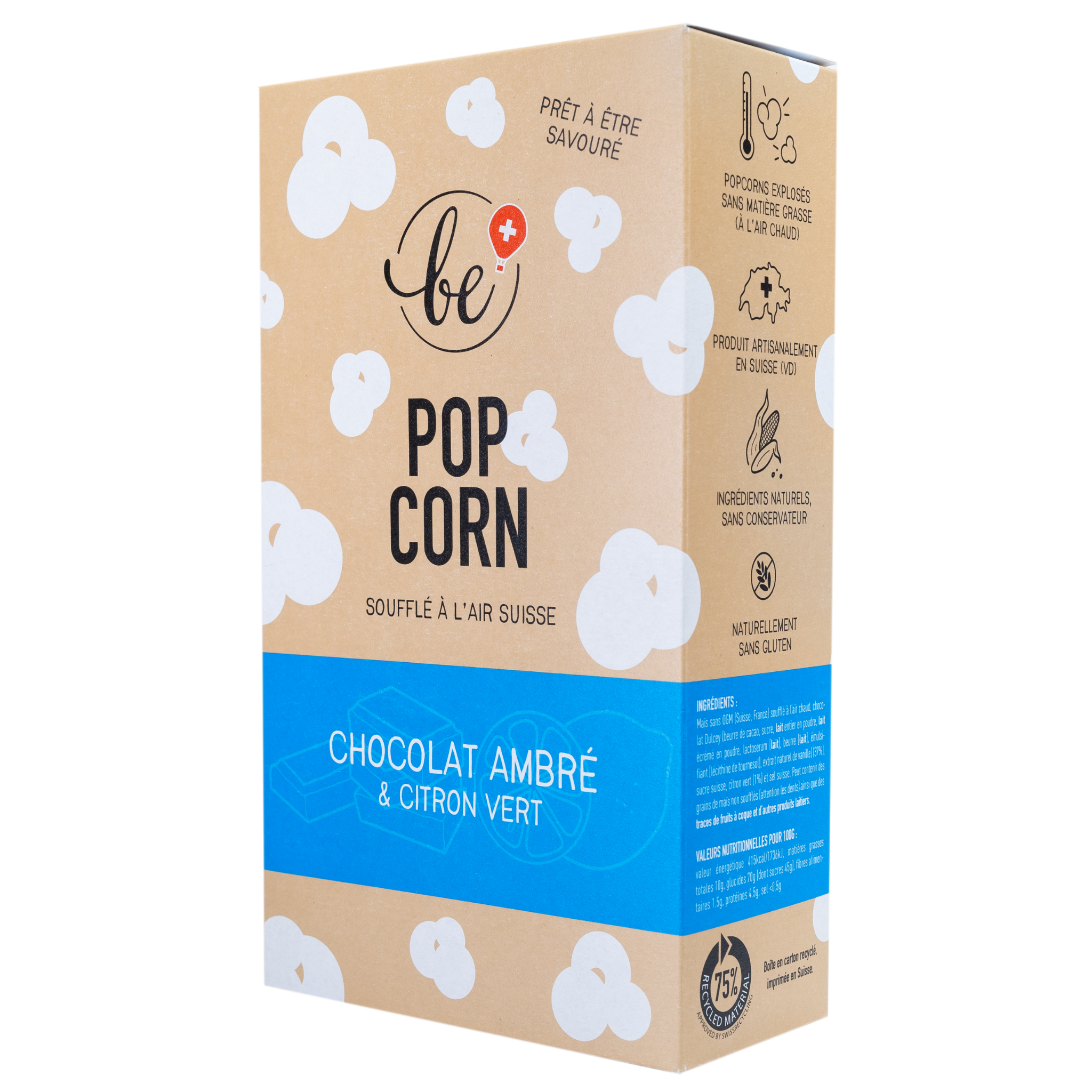 Grand paquet de popcorn au chocolat ambré et citron vert