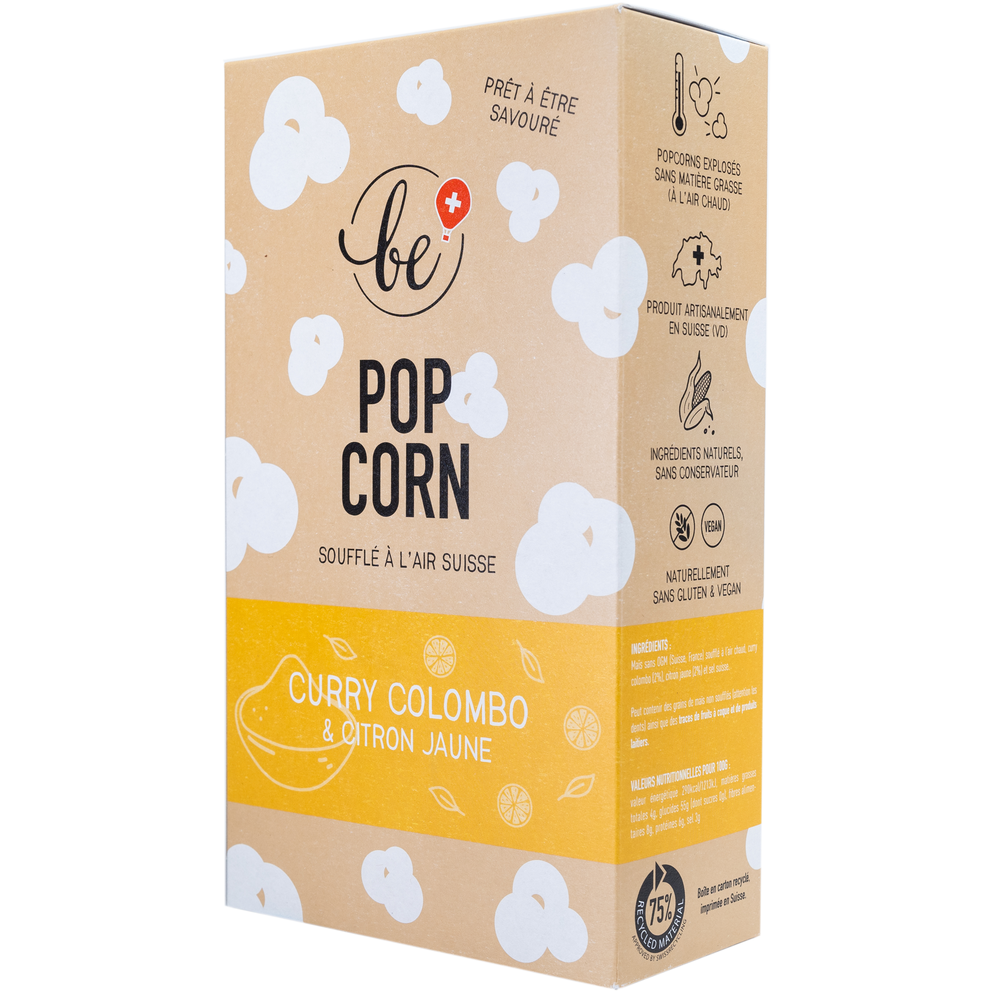 Grand paquet du popcorn au curry colombo et citron jaune