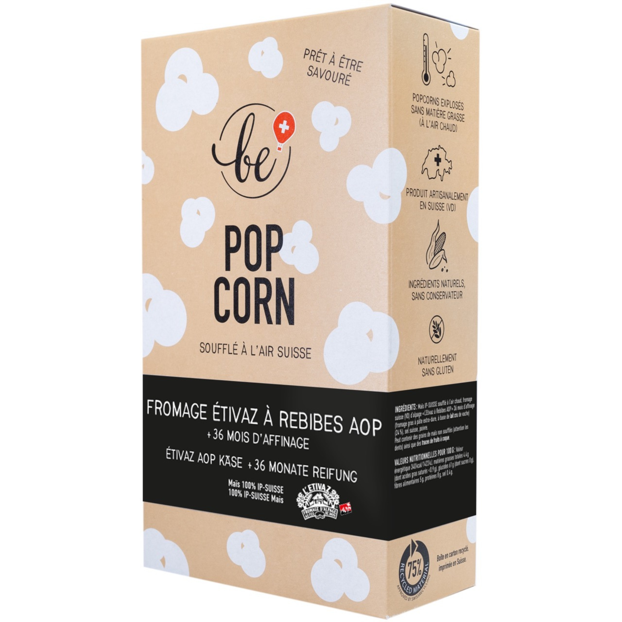Grand paquet de popcorn à l'Étivaz à rebibes et 36 mois d'affinage