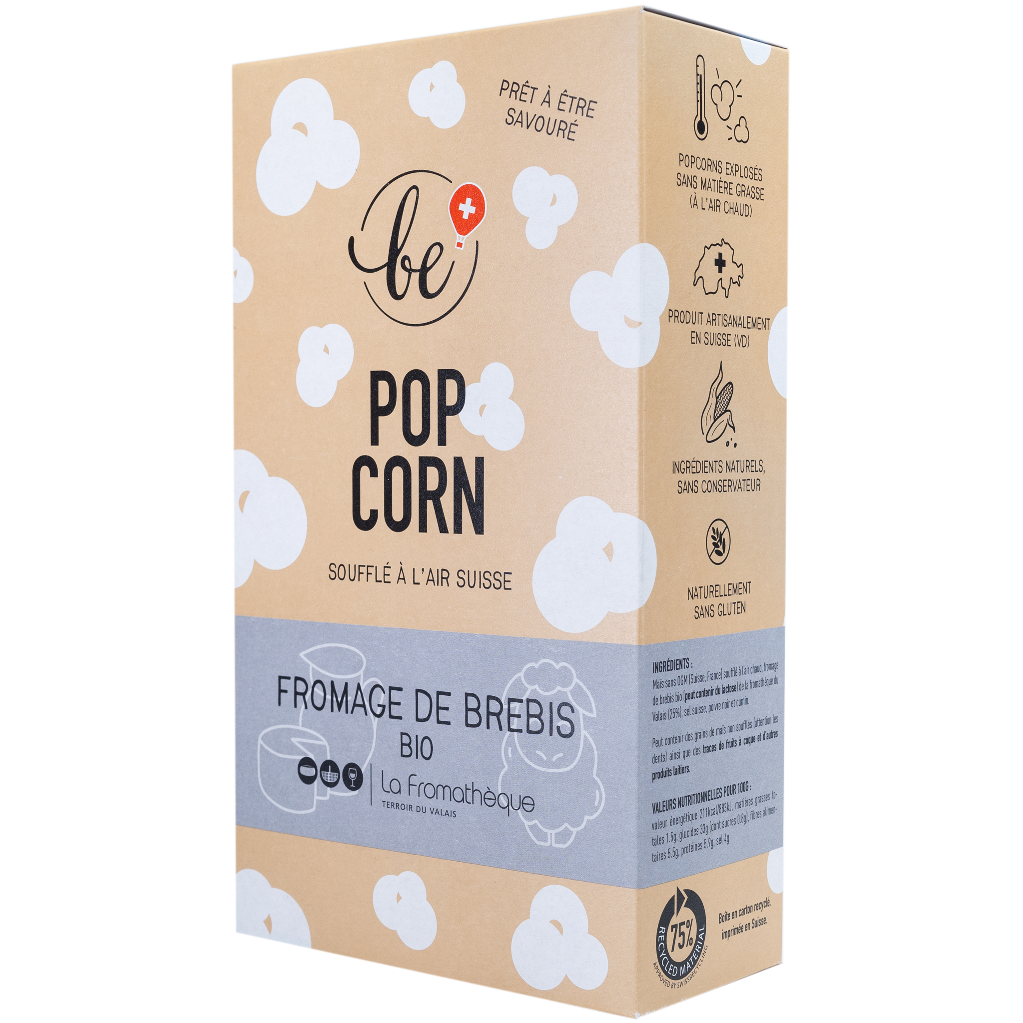 Grand paquet de popcorn au fromage de brebis BIO