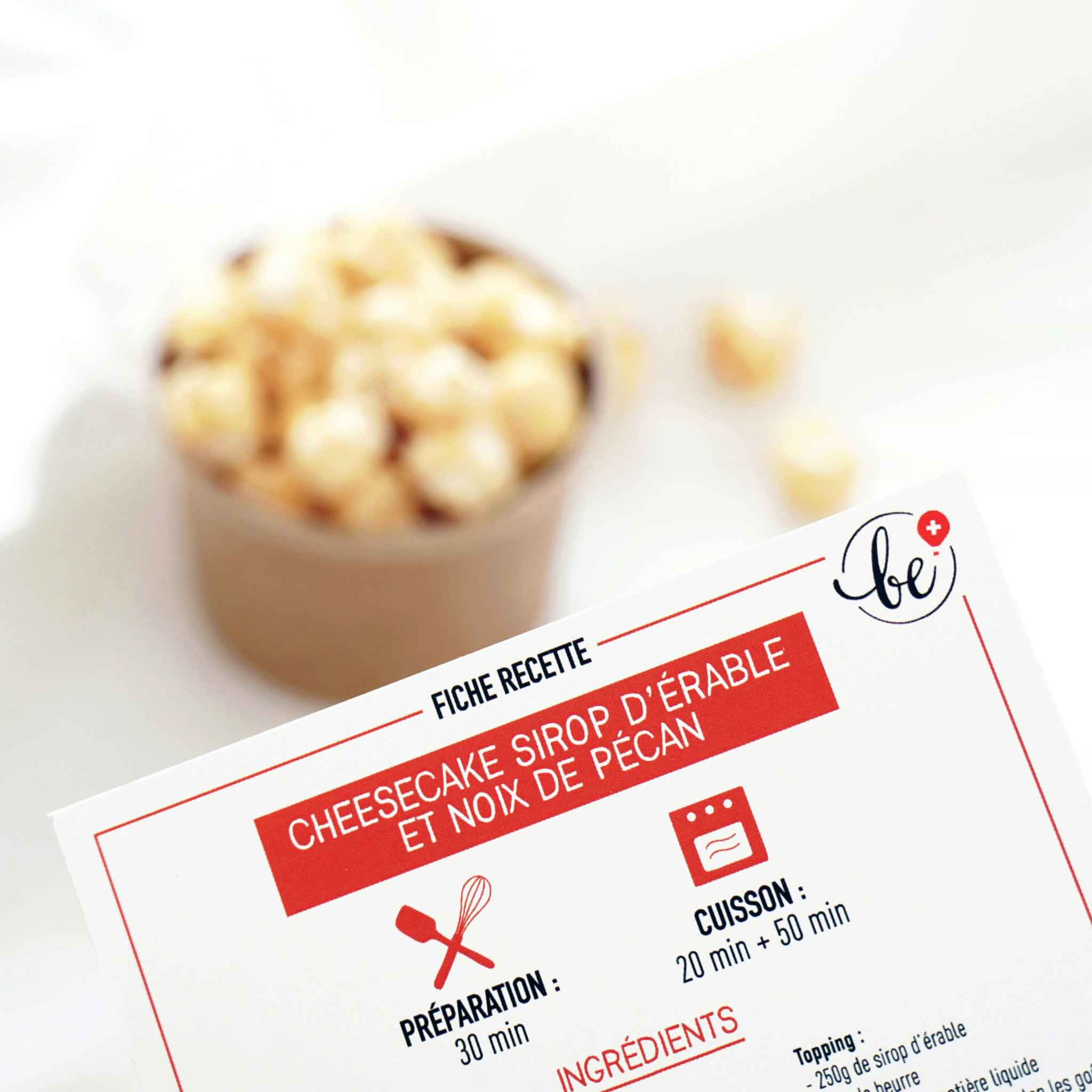 Recette de cheesecake au sirop d’érable et noix de pécan, collaboration entre MrsMartinezcooks et Be!Popcorn