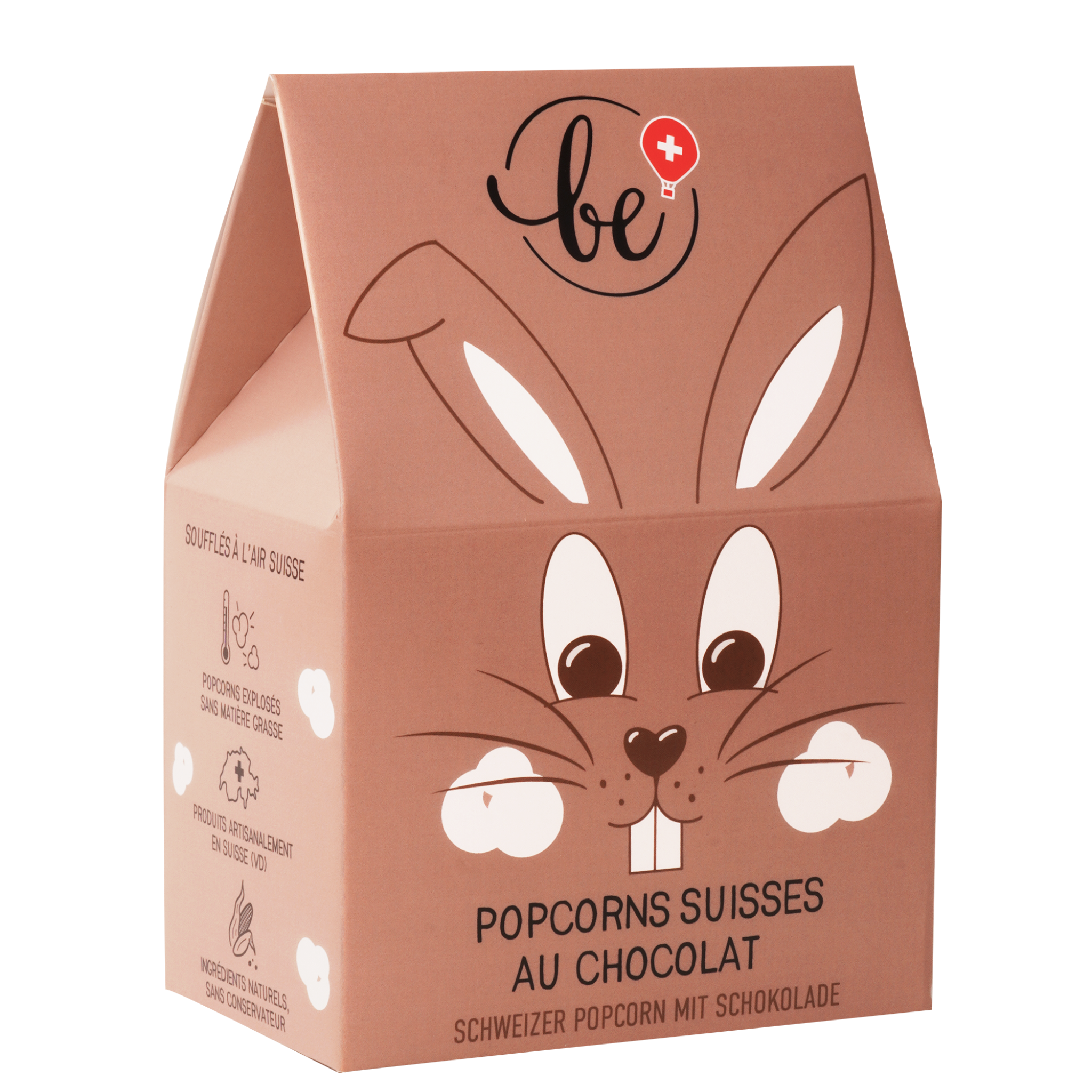 Osterpaket, 3 Geschmacksrichtungen Gourmet-Popcorn mit Schokolade.
Coffret de Pâques, 3 saveurs de popcorn gourmet au chocolat.