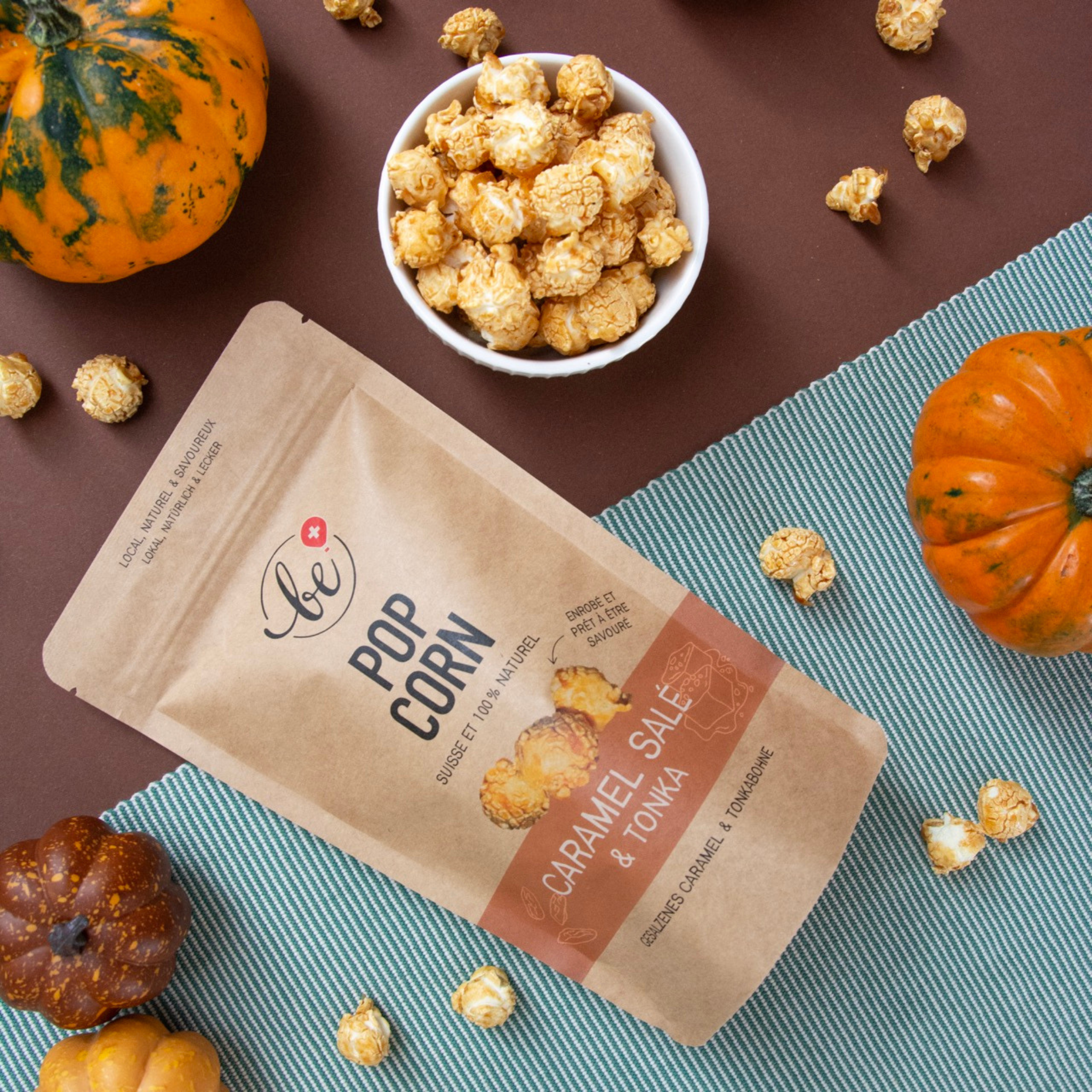 Photo lifestyle de popcorn au caramel salé et tonka