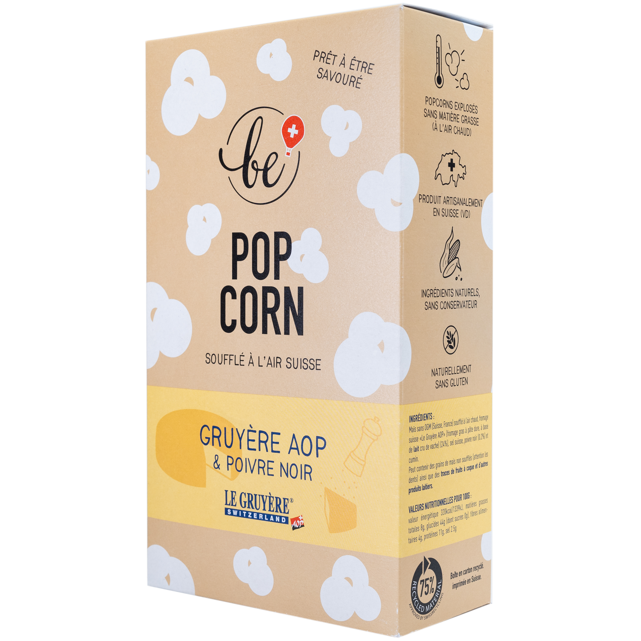 Grand paquet du popcorn au gruyère aop et poivre noir